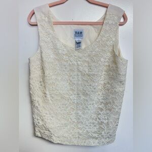 R&M Richards Cream Lace Scoop Neck Camisole